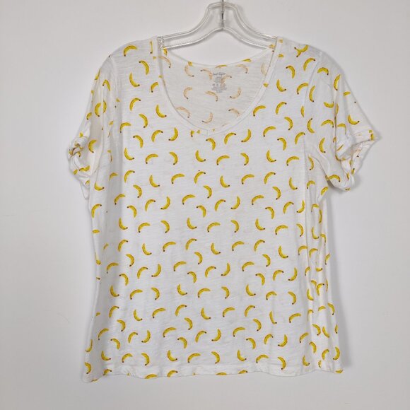 Lord & Taylor Women's Banana Print 100% Cotton Lightweight T-shirt Size 1X Beach - Picture 1 of 6